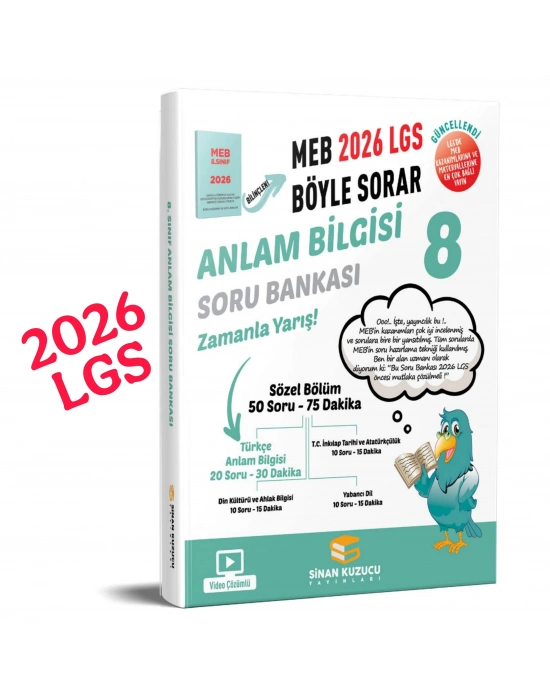 8. Sınıf 2026 Lgs Meb Böyle Sorar ANLAM BİLGİSİ Soru Bankası Video Çözümlü