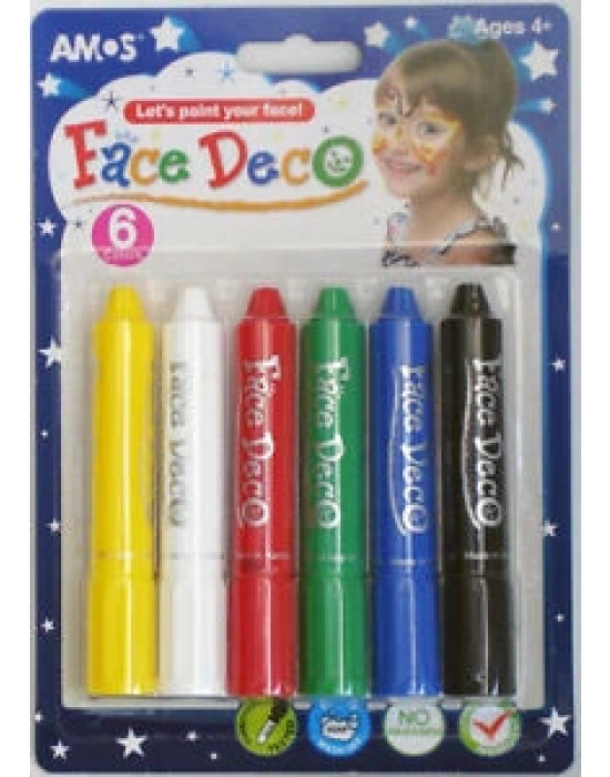 Amos Face Deco 6 lı Yüz Boyama Kalemi