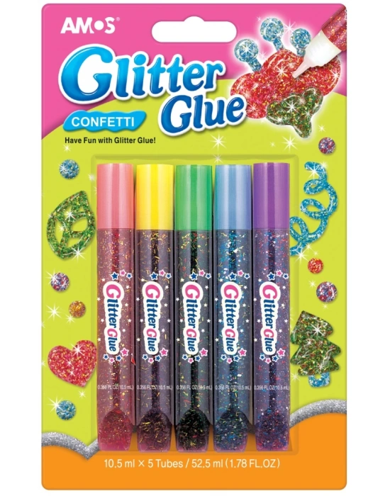 AMOS SIMLI CONFETTI YAPISTIRICI 10.5ML 5LI BLISTER