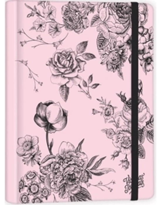 VJ DEFTER 16,5x22,5 LASTİKLİ SPR. 100 GR BLACK &PINK FLORALS 96 YP.NOKTALI 1722