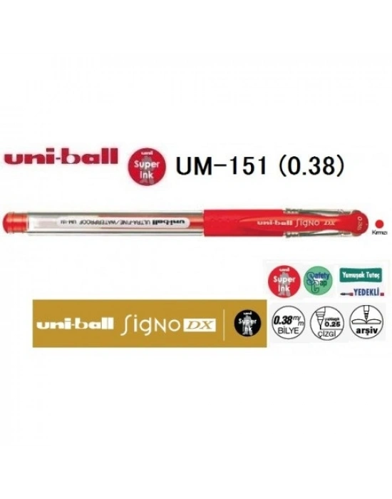 Uniball Signo DX 0.38 Jel Kalem Kırmızı/UM-151 (38) Kırmızı