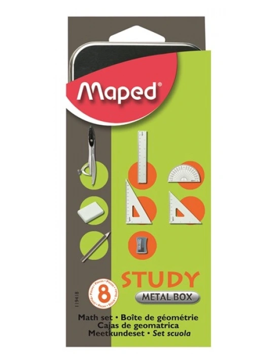 MAPED 8li STUDY Nikel Pergel Takımı Karton Kılıflı