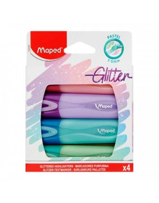 MAPED FLUO PEPS GLITTER X4 PASTEL FOSFORLU KALEM