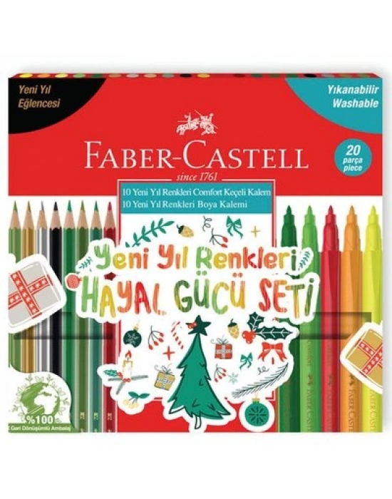 FC Yeni Yıl Renkleri Hayal Gücü Seti 20li (10 Keçeli Kalem + 10 Boya
