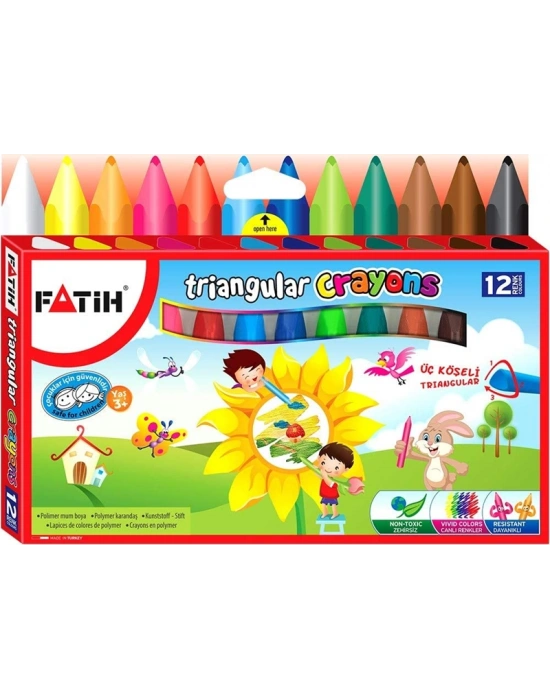 Fatih Üçgen Crayon 12 Renk Jumbo (Mum Boya)
