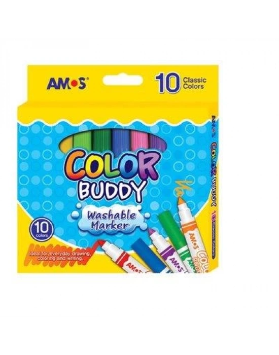 Amos Color buddy keçeli boya kalemi 10’lu (Medium)