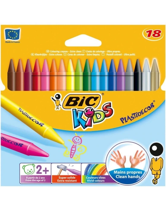 BİC SİLİNEBİLİR PASTEL 18Lİ KUTU