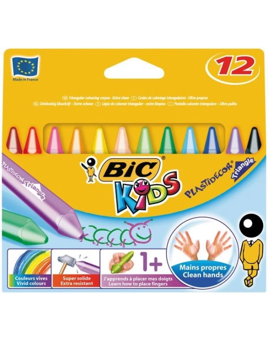 BİC ÜÇGEN PASTEL 12Lİ KUTU ELLERİ KİRLETMEYEN