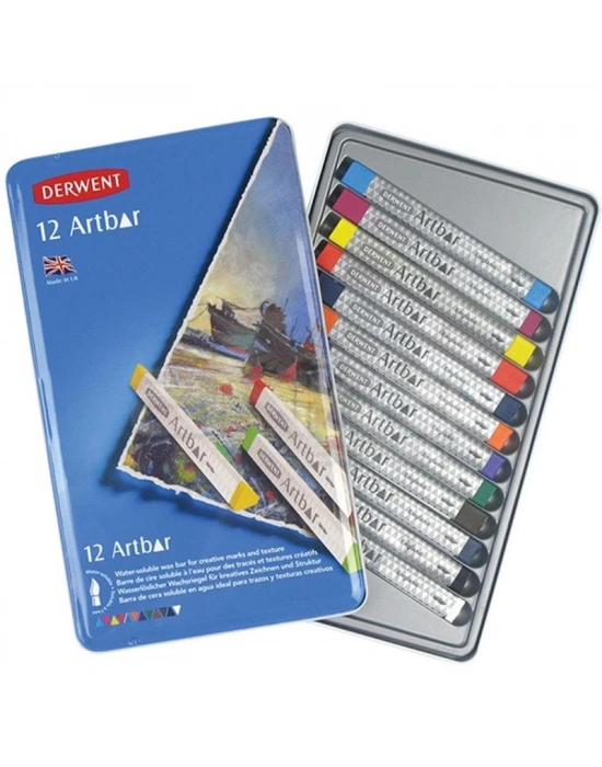 Derwent Artbar Suyla Çözünebilir Wax Pastel 12 Renk