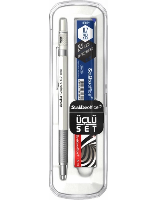SCRİKSS Graph-X 3 Lü Set  Vers 0,7 mm Beyaz  + Silgi + Min