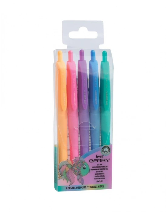 SERVE BERRY JEL KALEM 07MM 5 Lİ PASTEL