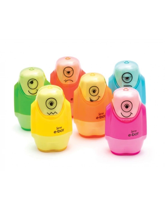 SERVE E-BOT SİLGİ+KALEMTIRAŞ FOSFORLU RENKLER