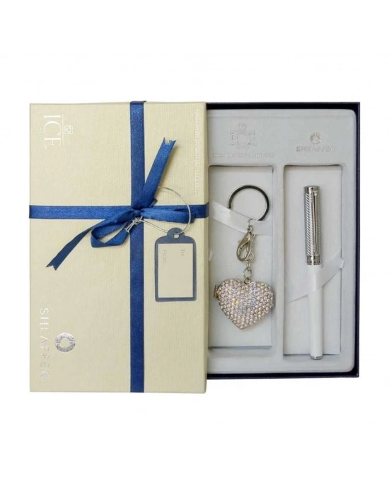 SHEAFFER 9240-1/ST INTENSITY ROLLER BEYAZ & SWAROVSKİ TAŞLIANAHTARLIK SET