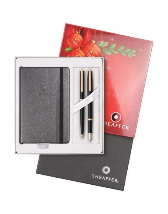SHEAFFER 9471 SAGARIS DOLMA TÜKENMEZ SET SİYAH GOLD DEFTER HEDİYELİ