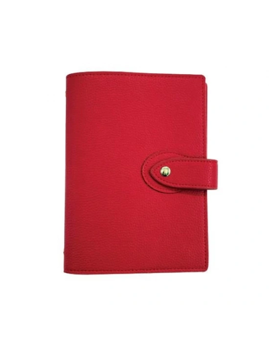 VJ MEKANİZMALI VEGAN KAPAKLI DEFTER 12x18 CM. 100 GR. 160 SYF. KIRMIZI