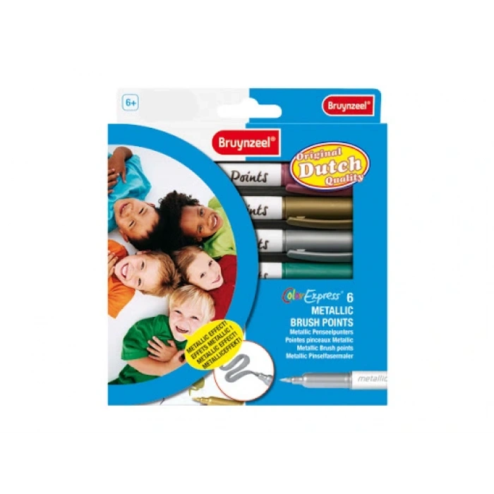 METALLIC BRUSH POINTS KEÇELİ KALEM 6LI SET