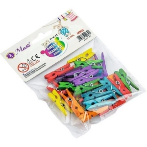 MASİS Ahşap Renkli Küçük Mandal (30 AD.)