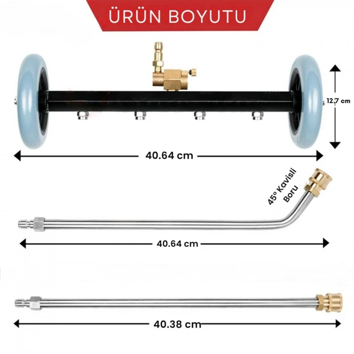 EtaShop 4 Nozullu Araç Altı Yıkama Aparatı  5000 PSI Paslanmaz Çelik Alt Takım Temizleyici, Basınçlı Yıkama Makinesi Uyumlu
