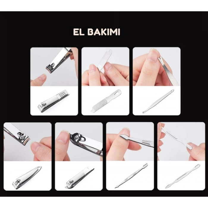 EtaShop 19 Parça Manikür Pedikür Seti Paslanmaz Çelik El Ayak ve Yüz Tırnak Bakım Çantası