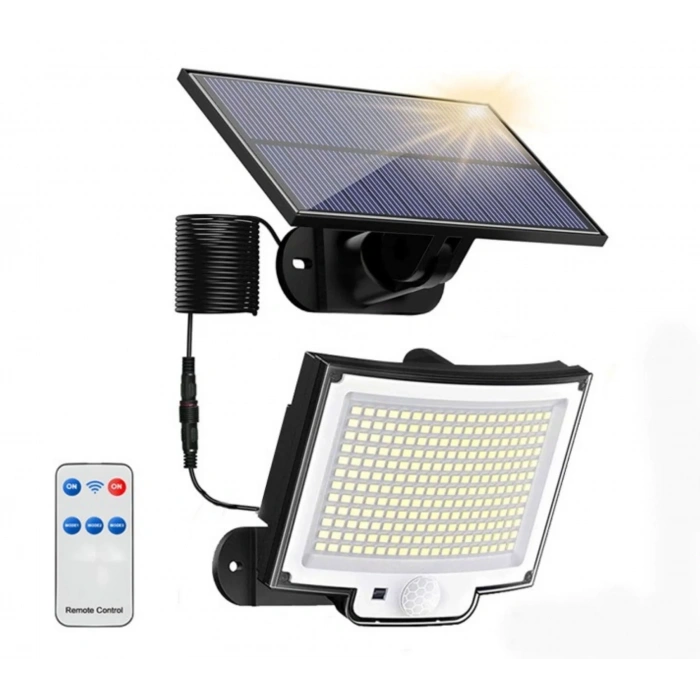 EtaShop 228 LED Güneş Enerjili Sensörlü Dış Mekan Lamba Uzaktan Kumandalı IP65 Projektör Bahçem Garaj Güvenlik Aydınlatması