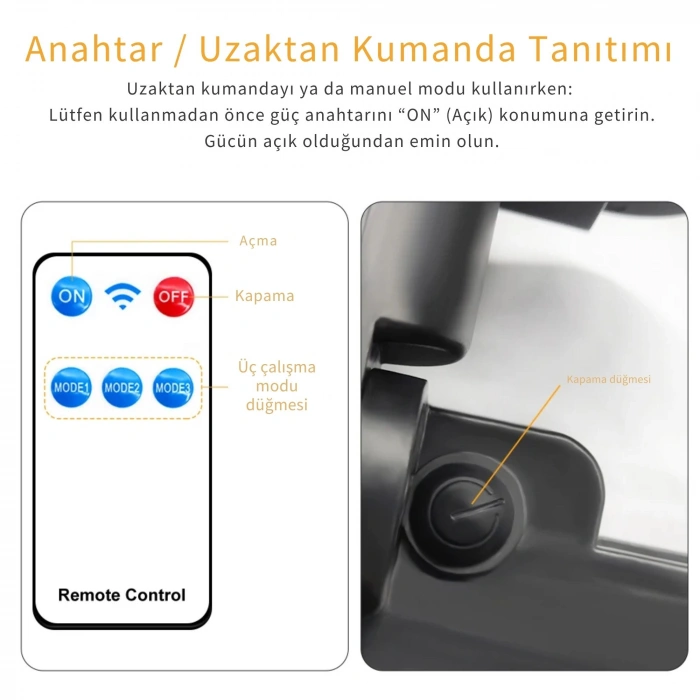 EtaShop 228 LED Güneş Enerjili Sensörlü Dış Mekan Lamba Uzaktan Kumandalı IP65 Projektör Bahçem Garaj Güvenlik Aydınlatması