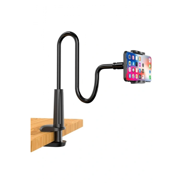 EtaShop 360° Esnek Telefon Tutucu Kelepçeli Masa Yatak Başlığı Standı 4 7.1 Uyumlu Siyah