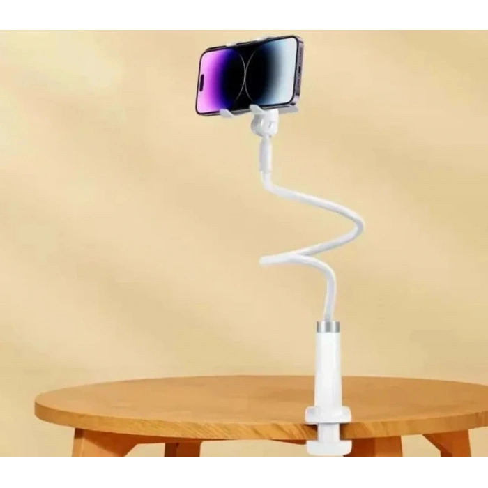 EtaShop 360° Esnek Telefon Tutucu Kelepçeli Masa Yatak Başlığı Standı 4 7.1 Uyumlu Beyaz