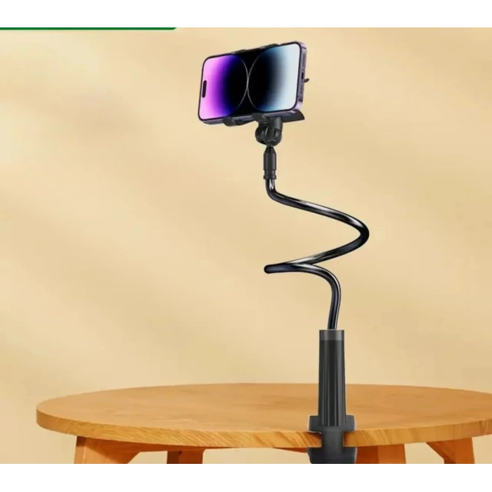 EtaShop 360° Esnek Telefon Tutucu Kelepçeli Masa Yatak Başlığı Standı 4 7.1 Uyumlu Siyah