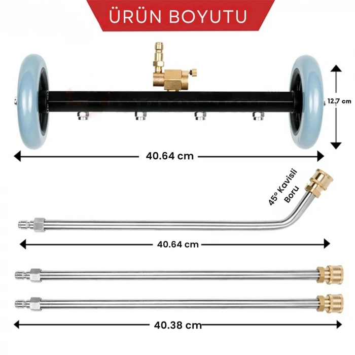 EtaShop 4 Nozullu Araç Altı Yıkama Aparatı 5000 PSI Paslanmaz Çelik Alt Takım Temizleyici, Basınçlı Yıkama Makinesi Uyumlu