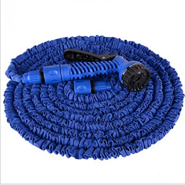 EtaShop 60 Metre Uzayan Bahçe Sulama Hortumu Seti 7 Fonksiyonlu Ayarlanabilir Su Tabancalı Sızdırmaz Esnek Hortum Mavi