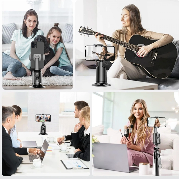 EtaShop Akıllı 360° Yüz Takipli Telefon Gimbal Standı Otomatik Döner Tripod Başlığı, Şarjlı Vlog LIVE Tutucu