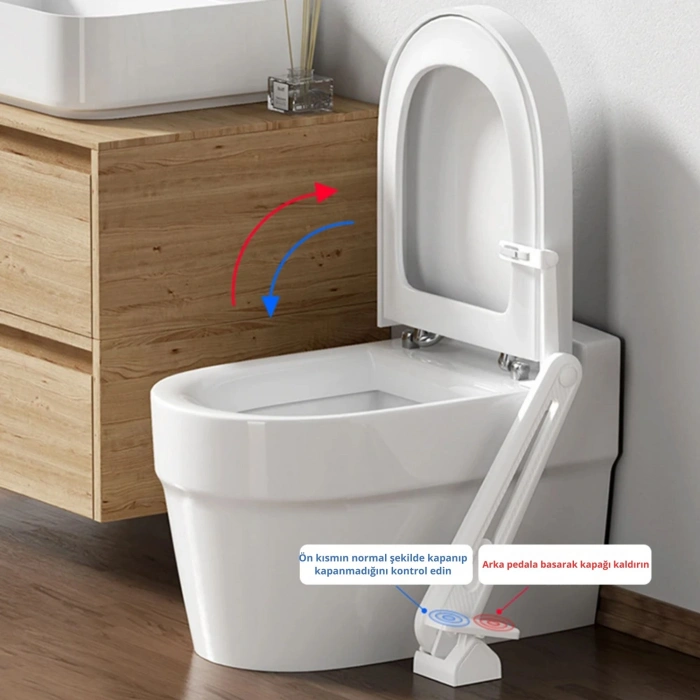 EtaShop Ayak Pedallı Klozet Kapak Kaldırma Aparatı Delme Gerektirmeyen Hijyenik Tuvalet Kapağı Kaldırıcı Ayak Pedallı WC Aksesuarı ABS