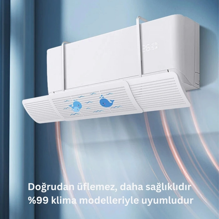 EtaShop Ayarlanabilir Delikli Klima Hava Yönlendirici Universal Split Klima Rüzgar Perdesi, Klima Çarpması Önleyici 60 90 cm