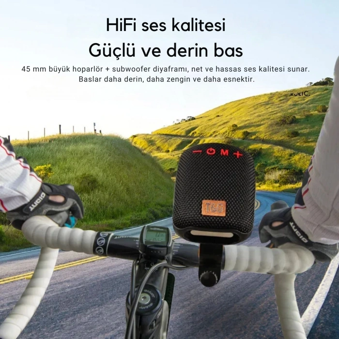 EtaShop Bisiklet Bluetooth Hoparlör Taşınabilir Su Geçirmez Çift Bağlantı FM Radyo Siyah