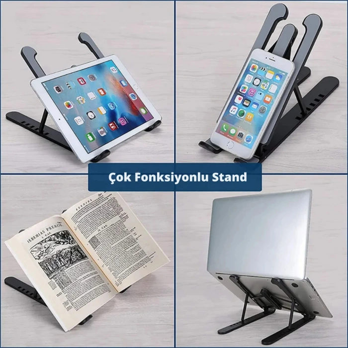 EtaShop Katlanabilir Ergonomik Laptop Standı  9,15.6 Notebook Tablet Uyumlu  Ayarlanabilir Yükseklik Beyaz