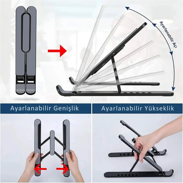 EtaShop Katlanabilir Ergonomik Laptop Standı  9,15.6 Notebook Tablet Uyumlu  Ayarlanabilir Yükseklik Beyaz
