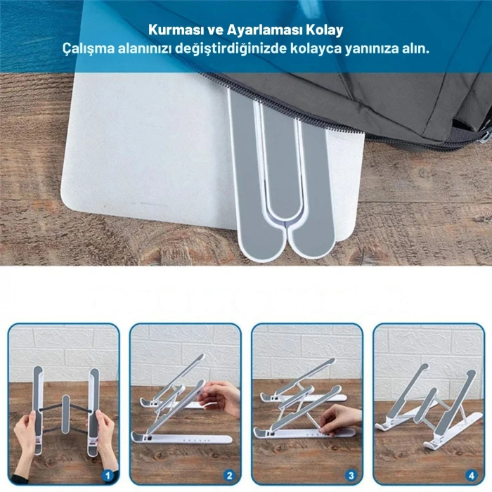 EtaShop Katlanabilir Ergonomik Laptop Standı  9,15.6 Notebook Tablet Uyumlu  Ayarlanabilir Yükseklik Beyaz