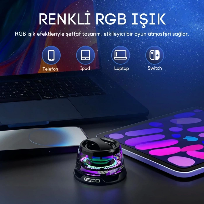 EtaShop Manyetik RGB Mini Bluetooth Hoparlör Telefon Tutuculu 5W Stereo Ses IPX5 Su Geçirmez