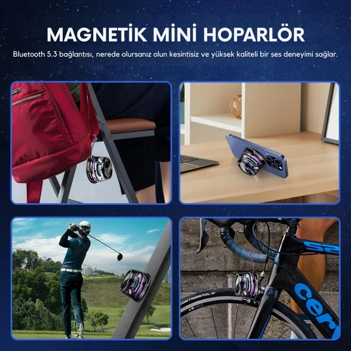 EtaShop Manyetik RGB Mini Bluetooth Hoparlör Telefon Tutuculu 5W Stereo Ses IPX5 Su Geçirmez