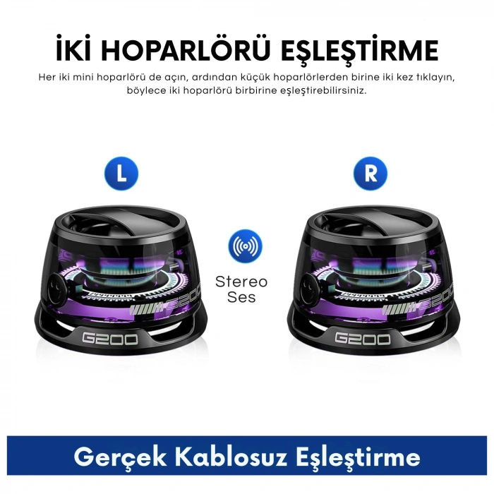 EtaShop Manyetik RGB Mini Bluetooth Hoparlör Telefon Tutuculu 5W Stereo Ses IPX5 Su Geçirmez