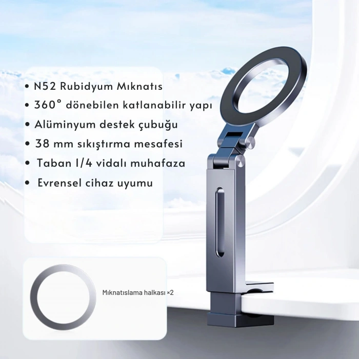 EtaShop Manyetik Taşınabilir Telefon Tutacağı Katlanabilir 360° Seyahat Standı MagSafe Uyumlu