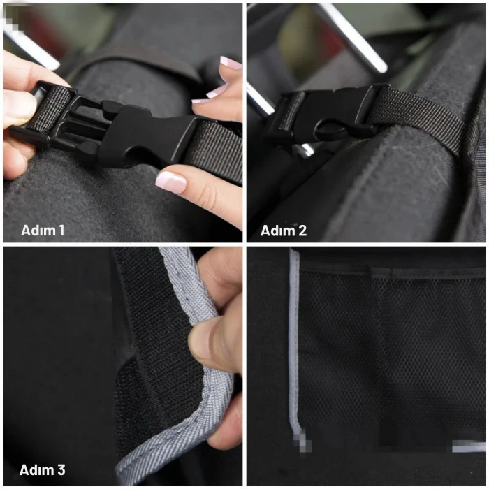 EtaShop Su Geçirmez Araç Bagaj Organizeri 3 Askılı Arka Koltuk Düzenleyici Çok Cepli Bagaj Düzenleyici