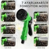 EtaShop 60 Metre Uzayan Bahçe Sulama Hortumu Seti 7 Fonksiyonlu Ayarlanabilir Su Tabancalı Sızdırmaz Esnek Hortum Yeşil