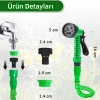 EtaShop 60 Metre Uzayan Bahçe Sulama Hortumu Seti 7 Fonksiyonlu Ayarlanabilir Su Tabancalı Sızdırmaz Esnek Hortum Yeşil
