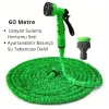 EtaShop 60 Metre Uzayan Bahçe Sulama Hortumu Seti 7 Fonksiyonlu Ayarlanabilir Su Tabancalı Sızdırmaz Esnek Hortum Yeşil