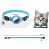 EtaShop AirTag Uyumlu Reflektif Kedi Tasması Zilli Ayarlanabilir Kedi Boyun Tasması 22-32 cm Mavi