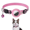 EtaShop AirTag Uyumlu Reflektif Kedi Tasması Zilli Ayarlanabilir Kedi Boyun Tasması 22-32 cm Pembe