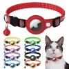 EtaShop AirTag Uyumlu Reflektif Kedi Tasması Zilli Ayarlanabilir Kedi Boyun Tasması 22-32 cm Pembe