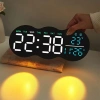 EtaShop Uzaktan Kumandalı Bulut LED Duvar Saati  Ortam Işıklı Büyük Dijital Ekran Çift Alarm Sıcaklık Tarih Göstergeli Geri Sayım Sayaçlı