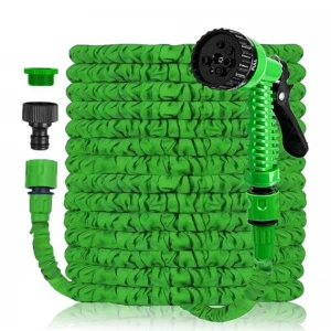 EtaShop 60 Metre Uzayan Bahçe Sulama Hortumu Seti 7 Fonksiyonlu Ayarlanabilir Su Tabancalı Sızdırmaz Esnek Hortum Yeşil